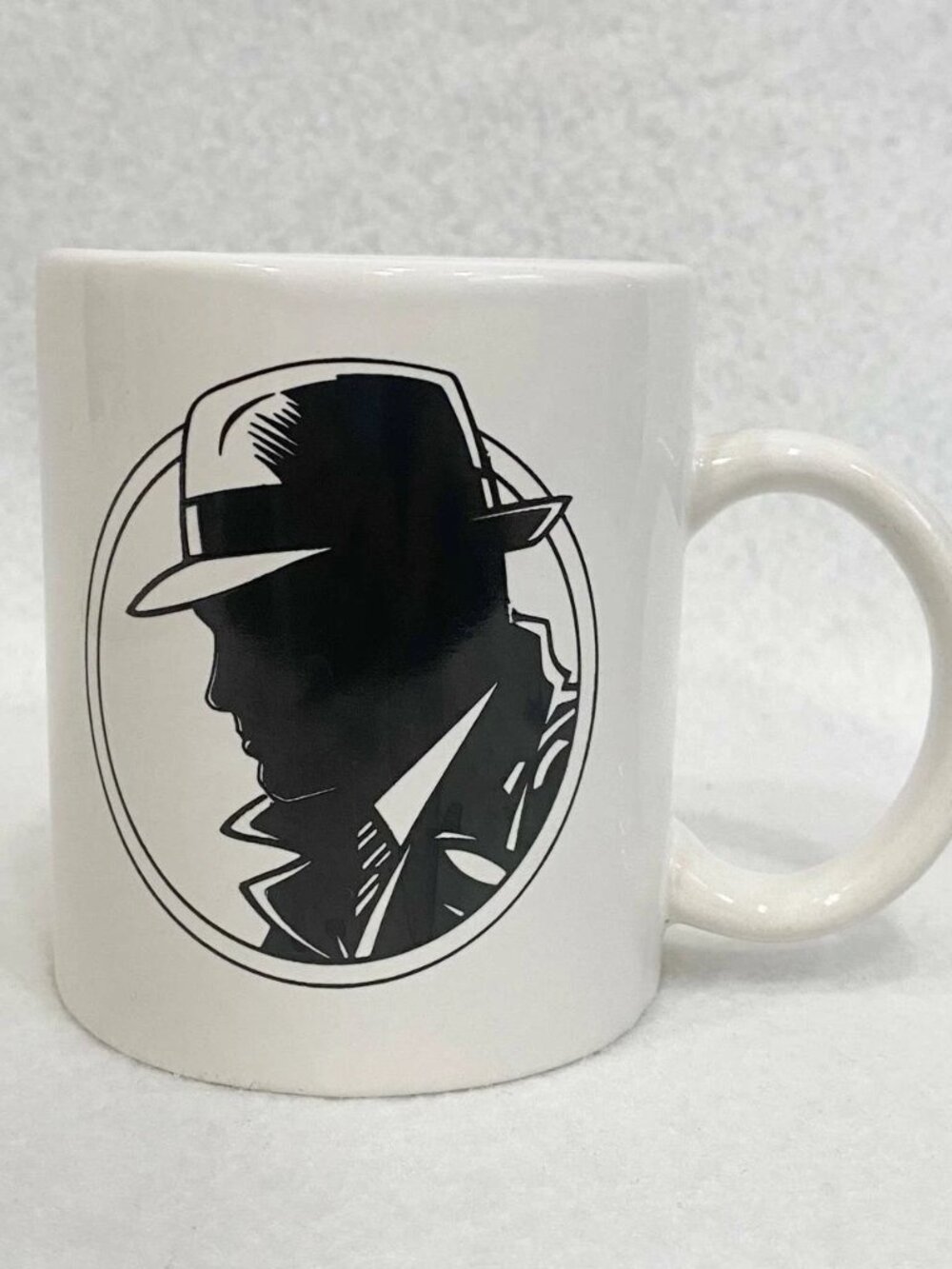 Disney Dick Tracy Black Silhouette White Ceramic Coffee Mug